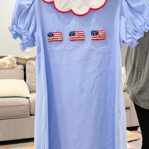 Patriotic Blue Kids Casual Dress